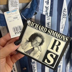 Vintage 90s Richard Simmons Blouse 18W NWT Plus Size Novelty Striped Shirt